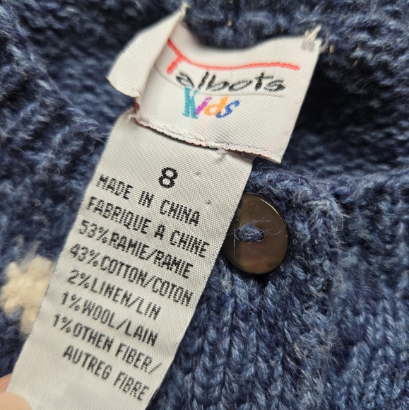 Vintage 1990s Y2K Talbots Kids snowman winter holiday cardigan knit sweater - Picture 8 of 9